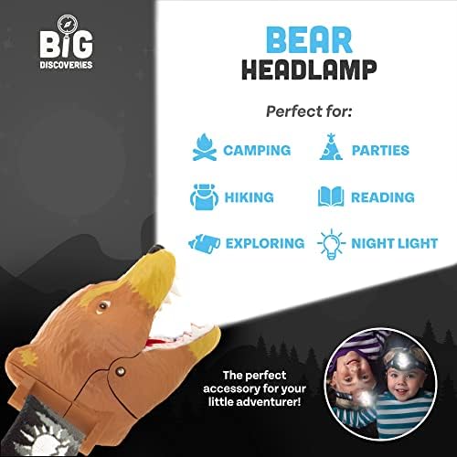 חברת Sun Bear Bear LED פנס - פנסי דוב לילדים | מספר סגנונות זמינים | פנס מנורת ראש צעצוע של בעלי חיים לבנים, בנות או מבוגרים